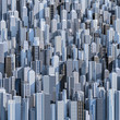 Tall city background / 3D render of daytime modern city filling image