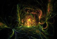 Digital Art: Fractal Graphics: The Spider Cave. Fantastic Wallpaper / Background / Scene Design. Sci-Fi / Abstract Style.