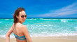 © soft_light - Happy girl on the tropical beach. Panoramic view
