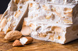 Torrone or nougat with nuts Christmas sweet.