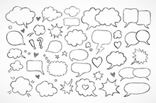 Hand Drawn Thought And Speech Bubbles And Balloons