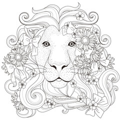 Wall Mural - lovely lion coloring page