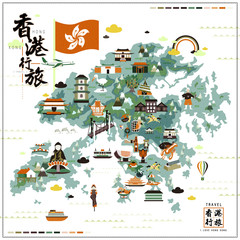 Wall Mural - Hong Kong travel map