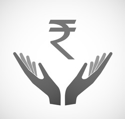 Sticker - Two hands offering a rupee sign