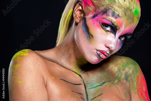 Fototapeta do kuchni Halloween. Woman with creative make up.
