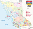 british columbia administrative map with flag