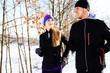 Couple running at winter