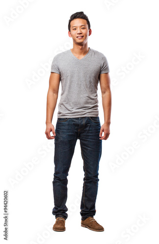 Fotografía full body of a chinese man on a white background