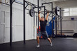 Lunges with barbells over head