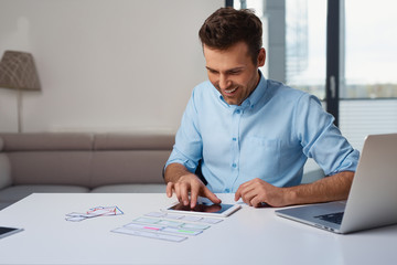 Web designer planning responsive design