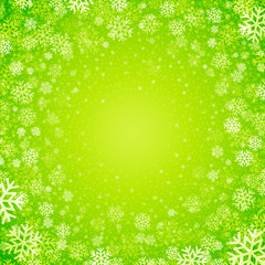 Wall Mural - Christmas background of snowflakes in green colors
