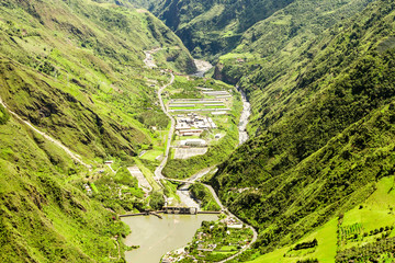 Capture breathtaking aerial footage of Agoyan Dam in Tungurahua Province,Ecuador,with our state of the art full size helicopter.