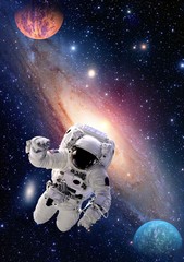 Wall Mural - astronaut spaceman outer space people galaxy planet solar system universe. elements of this image fu