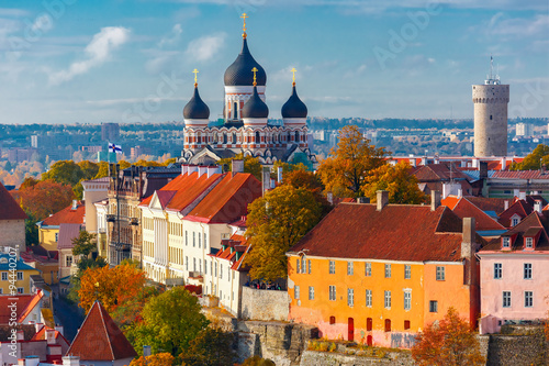 Fotomural Aerial view old town, Tallinn, Estonia