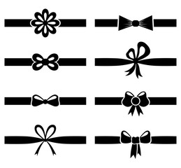 Canvas Print - Silhouette bow on ribbon set