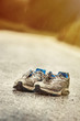 Worn-out mens running shoes