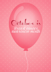 Wall Mural - Pink balloon for breast cancer prevention