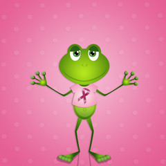 Wall Mural - Funny frog for breast cancer prevention