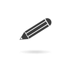 Dark grey icon for pencil / write us with long shadow on white b