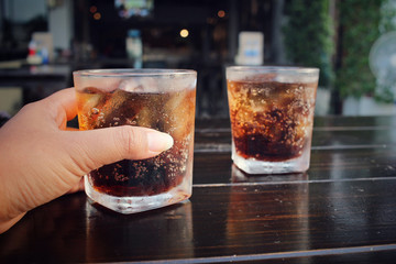 Sticker - Cola with ice cubes