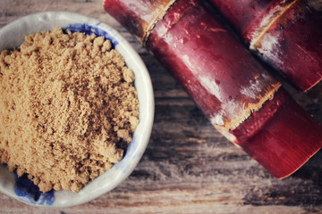 Canvas Print - Brown sugar with sugar cane