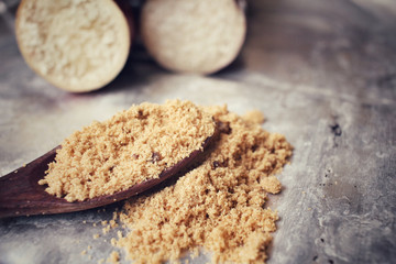 Canvas Print - Brown sugar with sugar cane