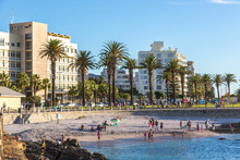 Local People And Tourists In A Beautiful Day Walking Around The Sea Point Area In Cape Town, South Africa