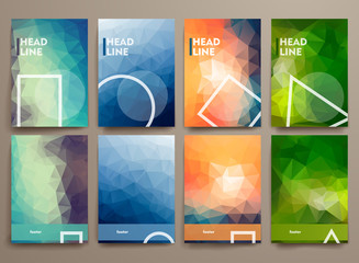 Poster - Set of abstract brochures in poligonal style 