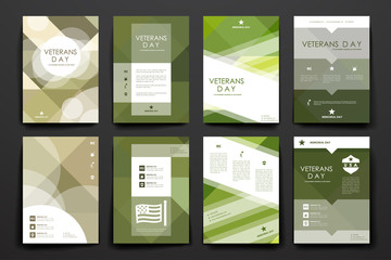 Poster - Set of brochure, poster design templates in veterans day style