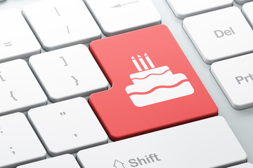 Canvas Print - Holiday concept: Cake on computer keyboard background