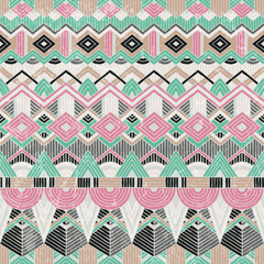 Wall Mural - ethnic seamless pattern. hand drawn abstract geometric background.