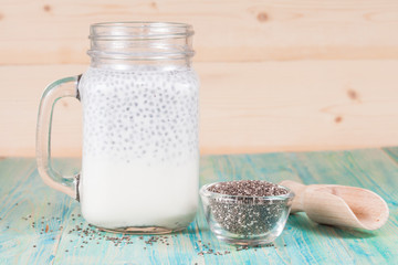 Chia seeds drink with milk