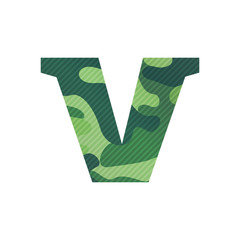 Wall Mural - V letter with green camouflage.