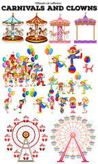 Canvas Print - Carnivals objects and clowns