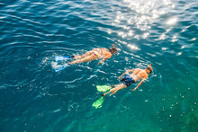 Two People Snorkling In Adriatic Sea