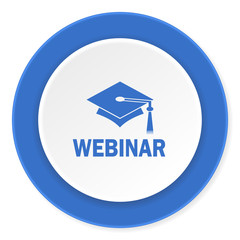 Poster - webinar blue circle 3d modern design flat icon on white background