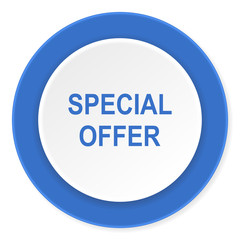 Poster - special offer blue circle 3d modern design flat icon on white background