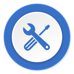 Poster - tools blue circle 3d modern design flat icon on white background