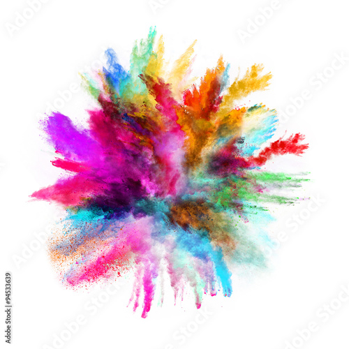 Launched colorful powder on black background