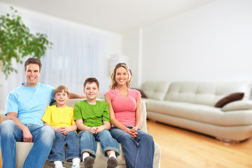 Wall Mural - Happy family in a new house.