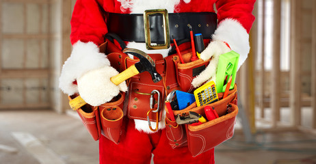 Sticker - Santa Worker with a tool belt.