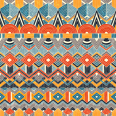 Wall Mural - ethnic seamless pattern. hand drawn abstract geometric background.