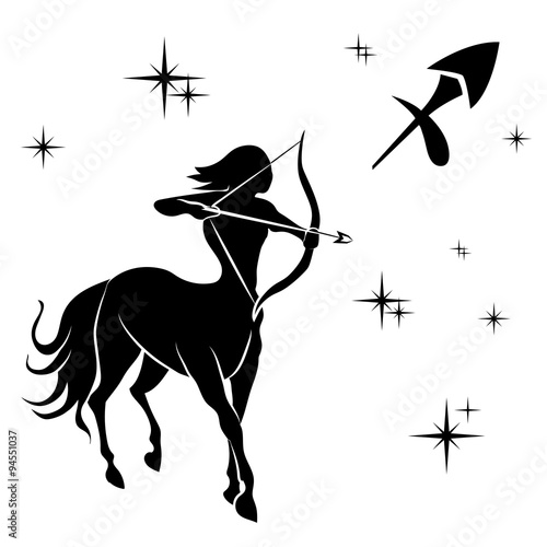 black silhouette of Sagittarius are on white background. - Buy this ...