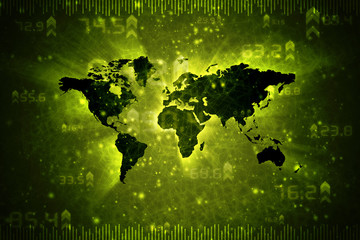digital world map , globalization, hi tech and synchronization