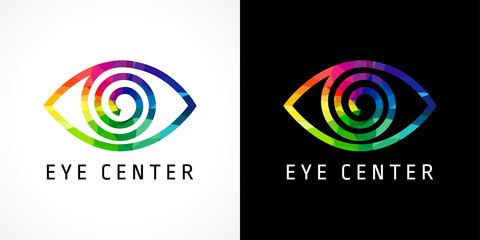 Eye clinic color logo. The bright icon with color schematic eye for ophthalmologic centers and hospitals.