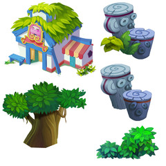 Illustration: Isolated Natural Elements Set 7 - Game Assets Design