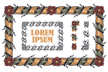 Wall Mural - Vector element flowers for creating borders & frames