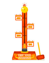 Strength Tester. Test Your Strength Amusement Game. Vector Illustration