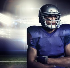 Poster - Composite image of confident american football player