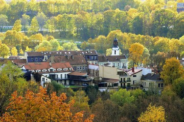 Wall Mural - Vilnius town aerial view from three cross hill